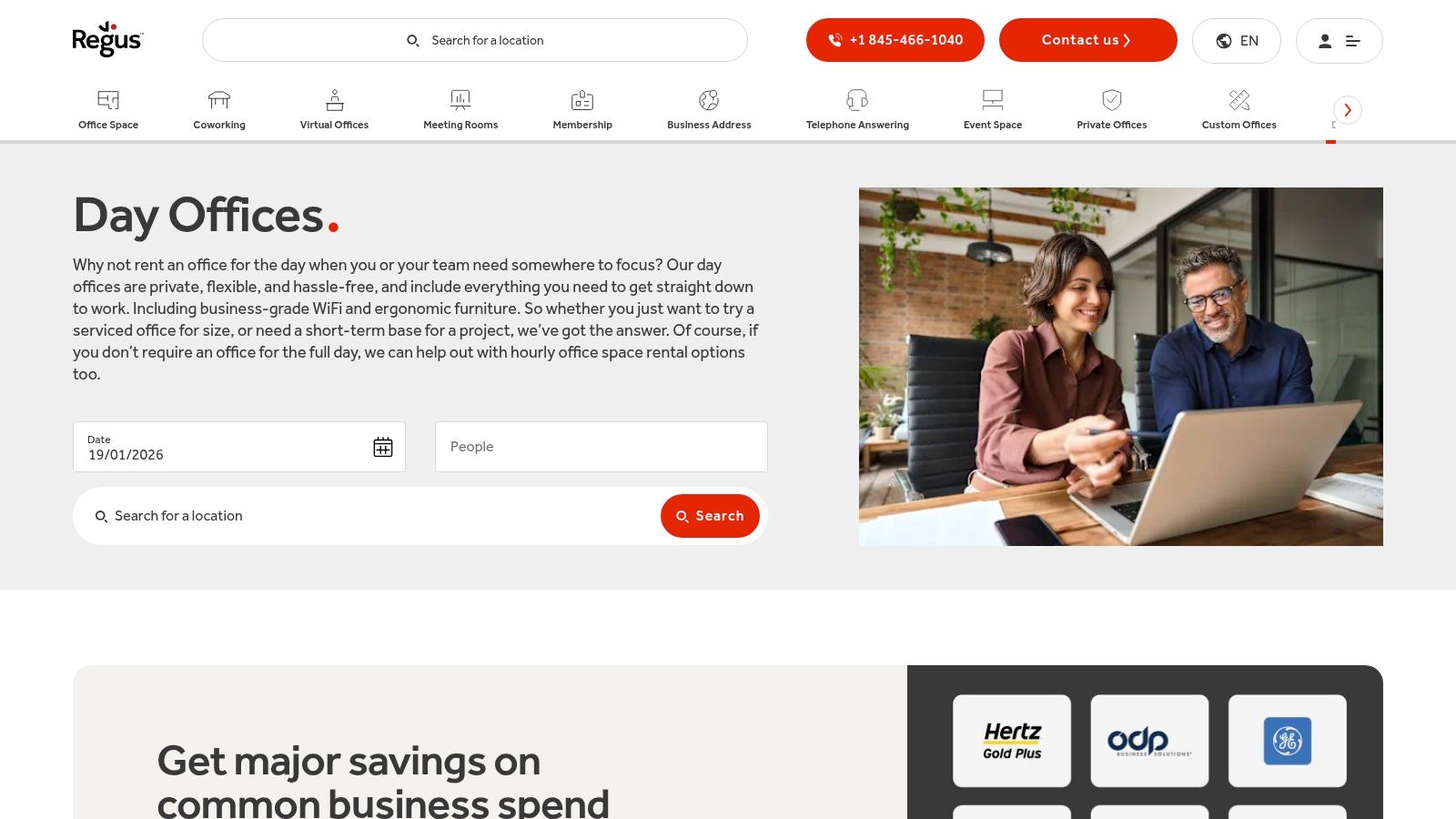 Regus office space showing professionals collaborating