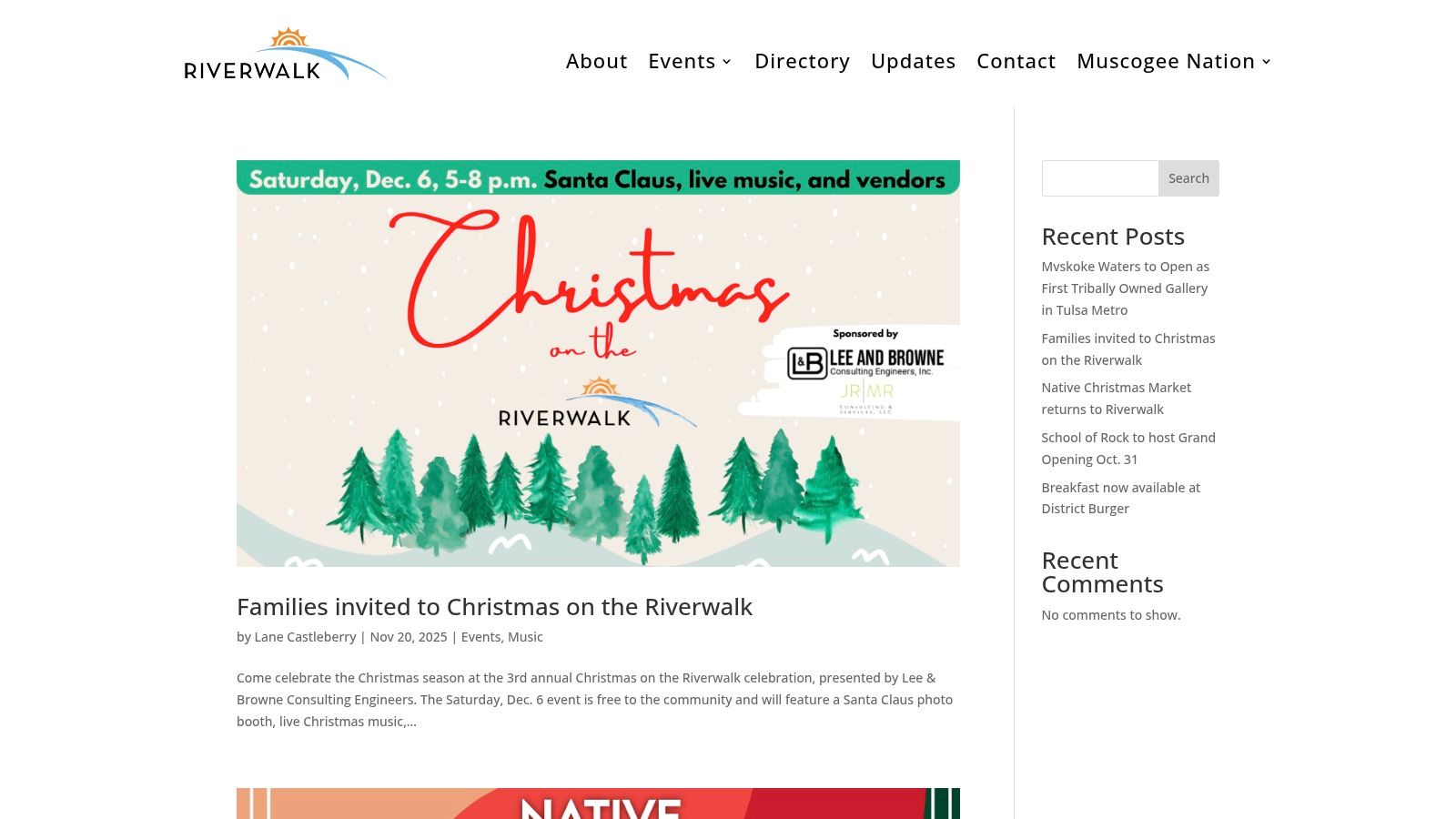 Jenks Riverwalk – Events (Christmas on the Riverwalk &amp; Native Christmas Market)