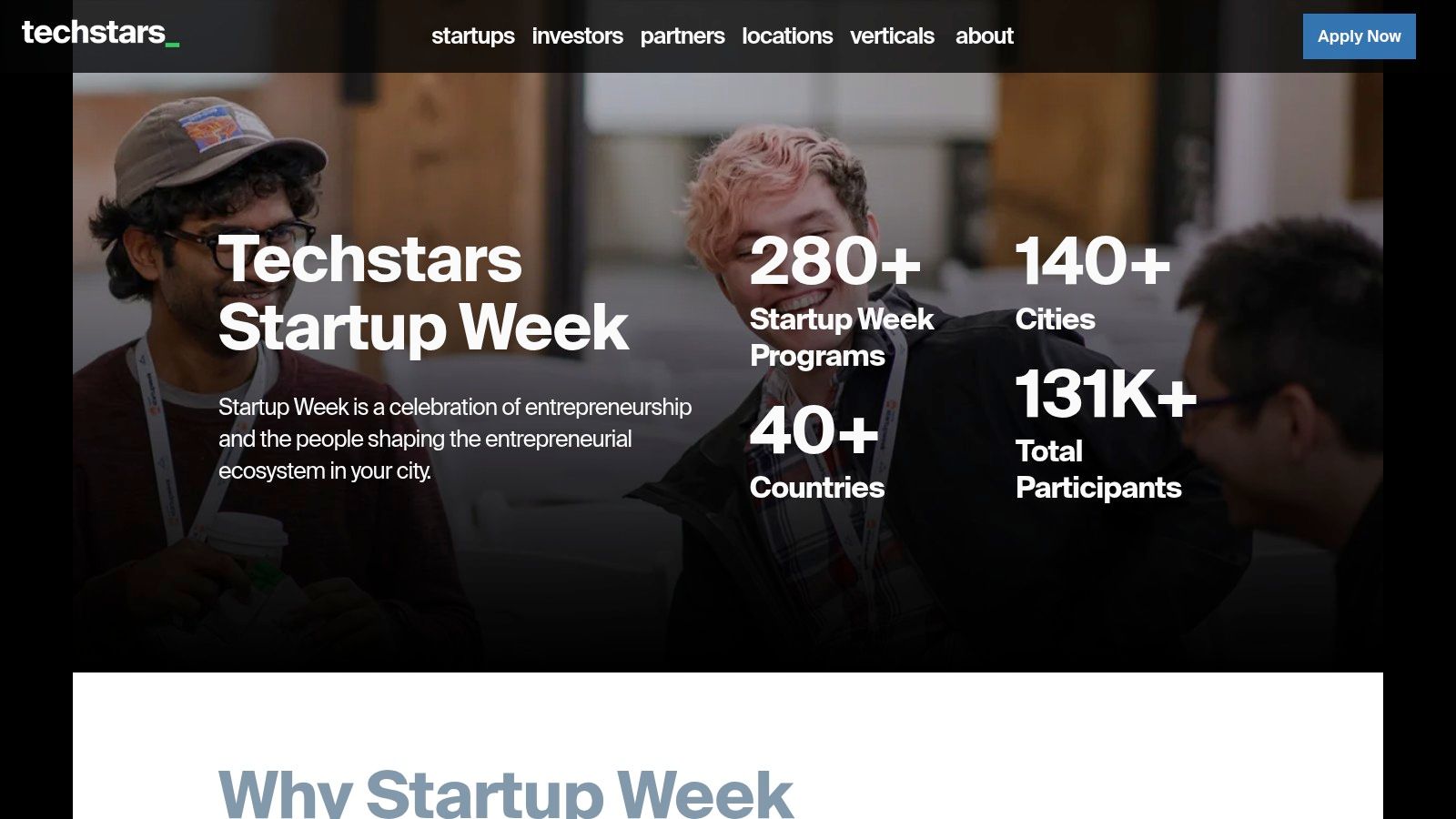 A diverse group of entrepreneurs collaborating and brainstorming around a large table during a Startup Weekend event, with sticky notes and laptops covering the surface.