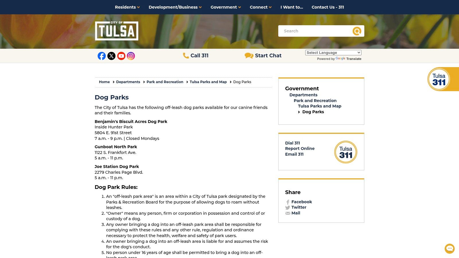 City of Tulsa — Official Dog Parks Page