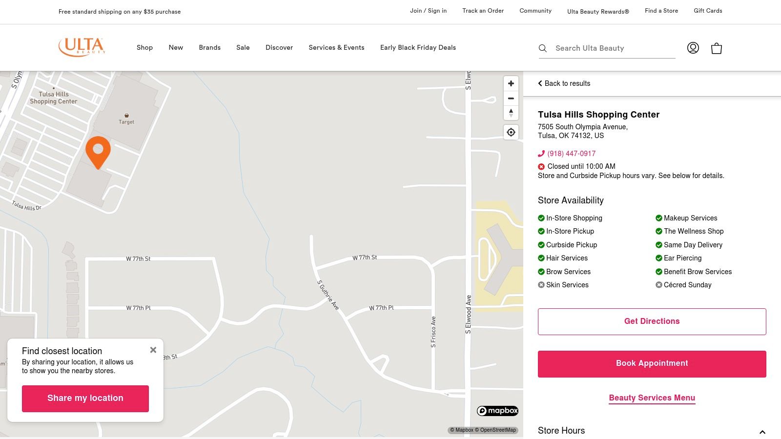 Ulta Beauty — Tulsa Hills store (beauty + salon services)