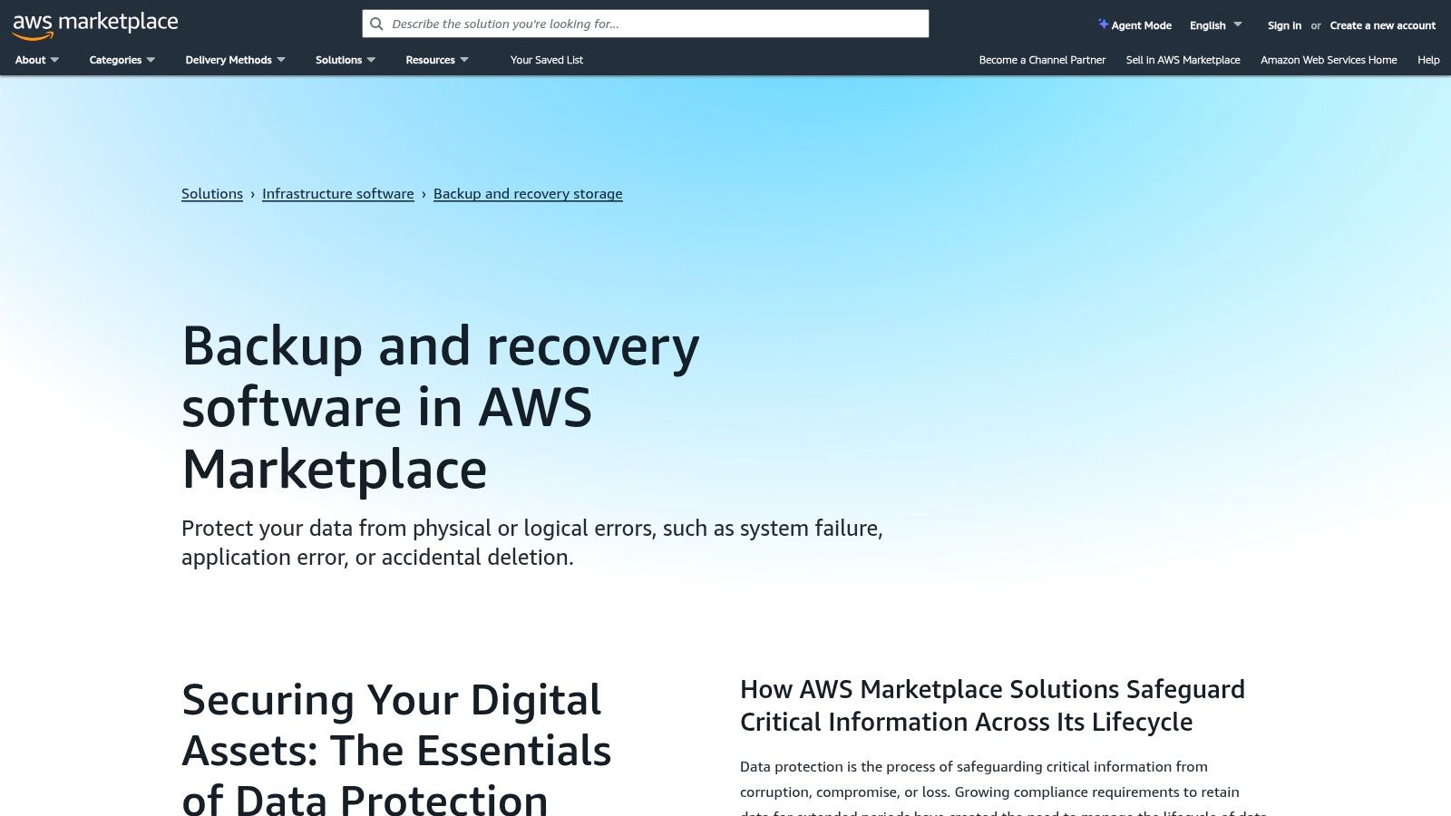 AWS Marketplace – Backup &amp; Recovery / Data Protection
