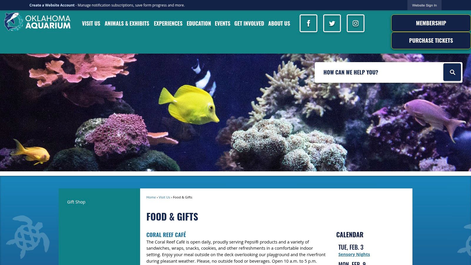 For Ultimate Convenience: Oklahoma Aquarium's On-Site Coral Reef Café