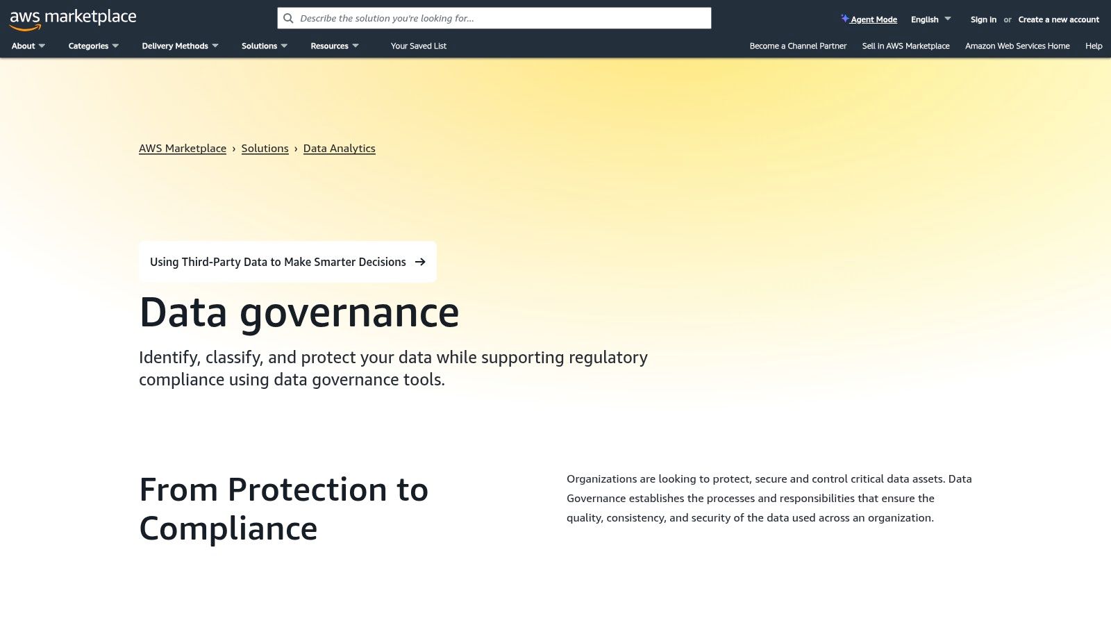 AWS Marketplace – Data Governance Category