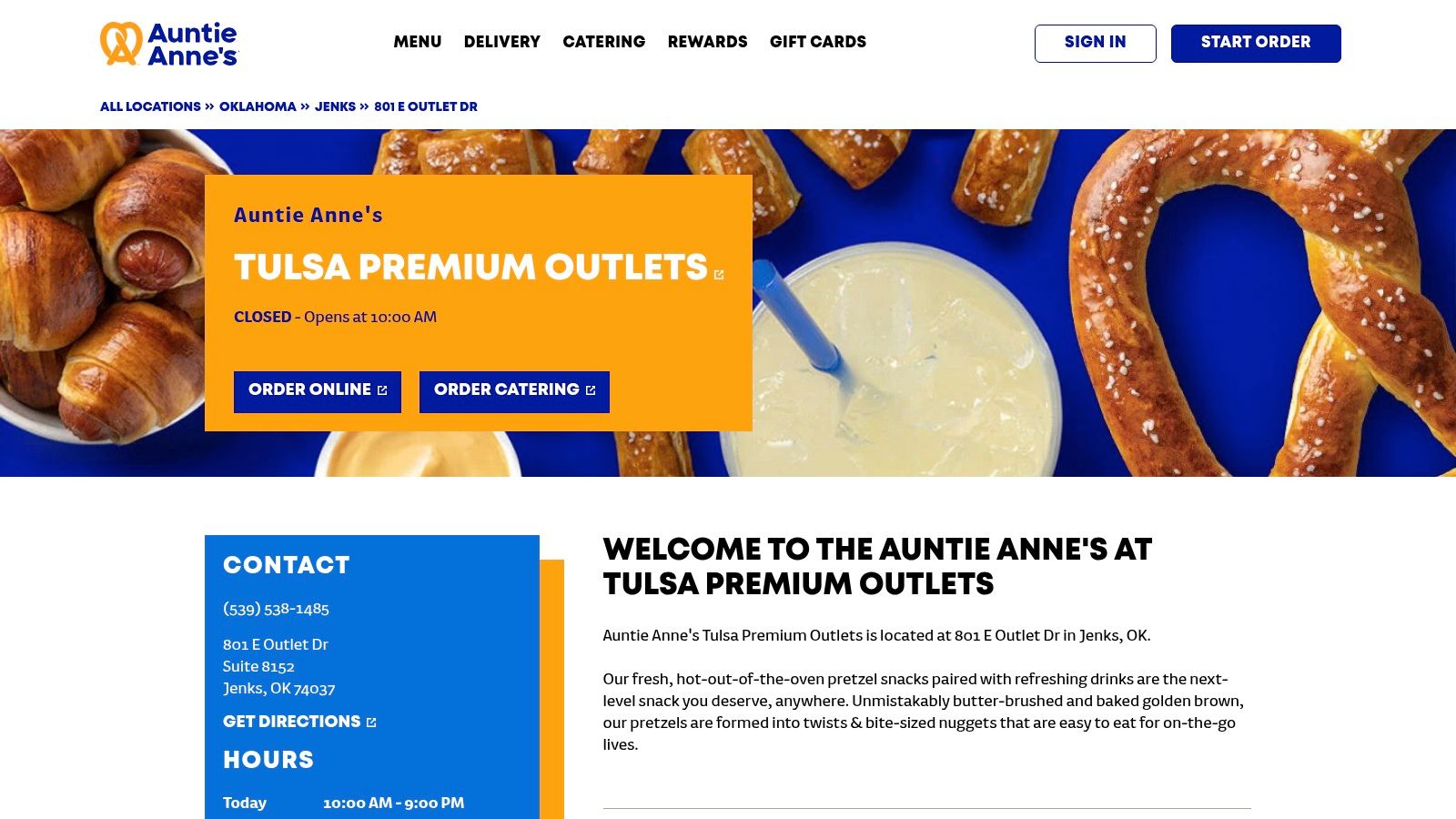 Auntie Anne’s — Outlet location page (online ordering available)