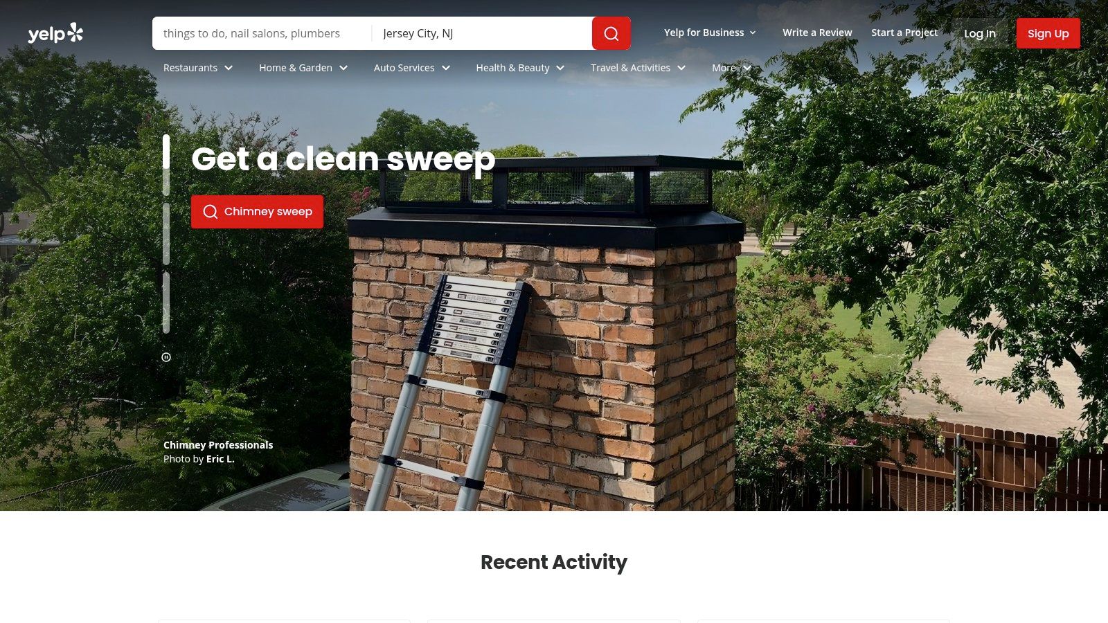 A Yelp interface showing reviews and photos for a local family-friendly restaurant