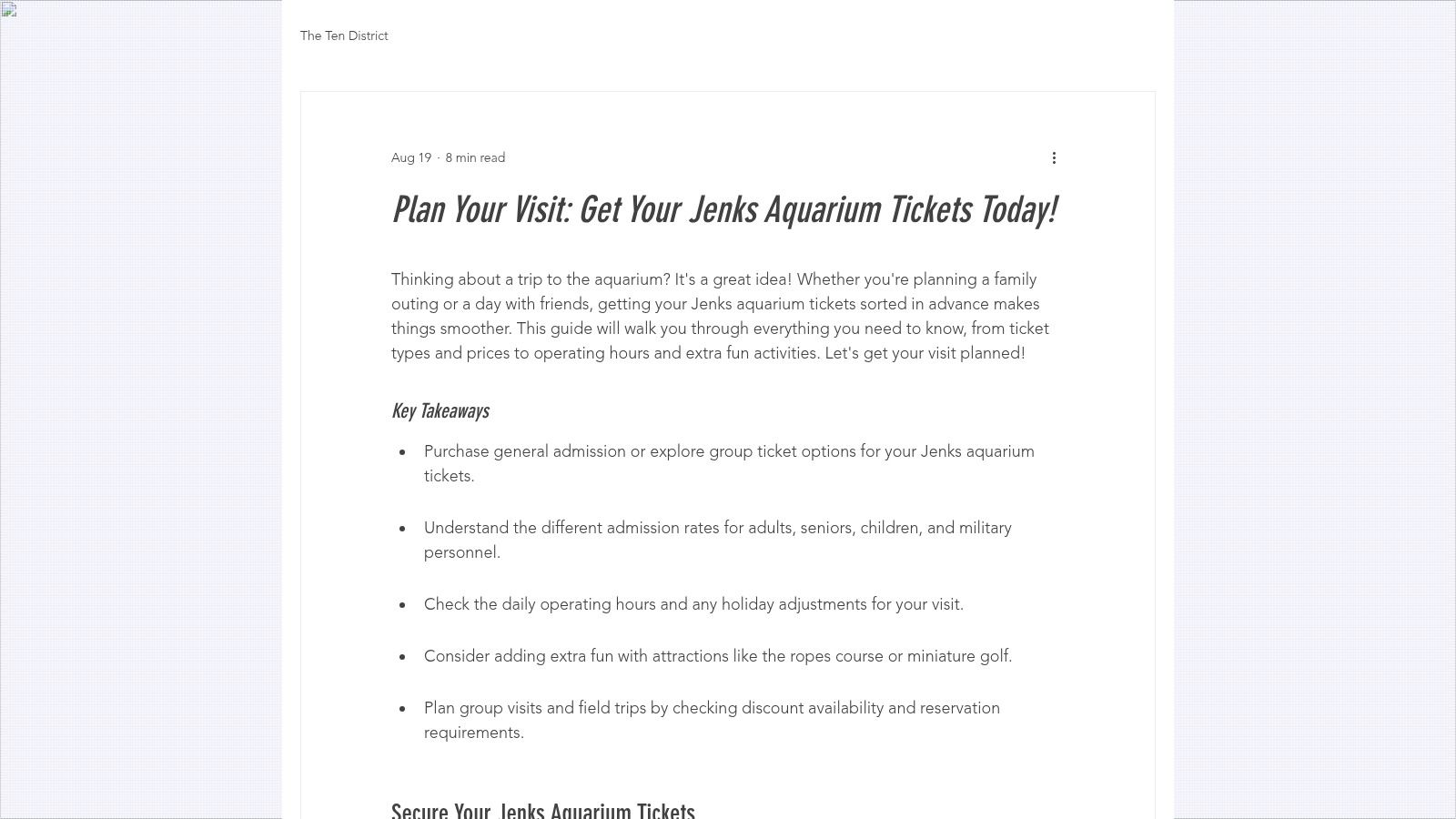 Jenks - Plan Your Visit Get Your Jenks Aquarium Tickets Today