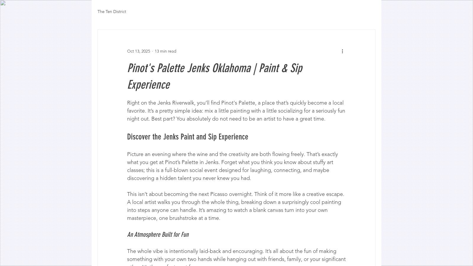 Jenks - Pinot S Palette Jenks Oklahoma Paint Sip Experience