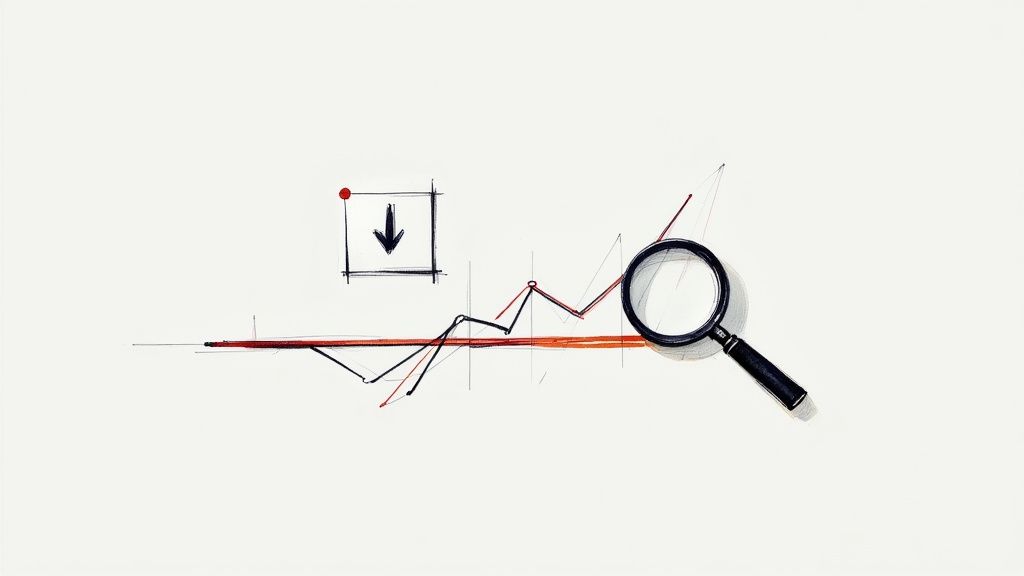 A team of professionals in a meeting, pointing at a screen with charts, signifying the selection of a change partner.