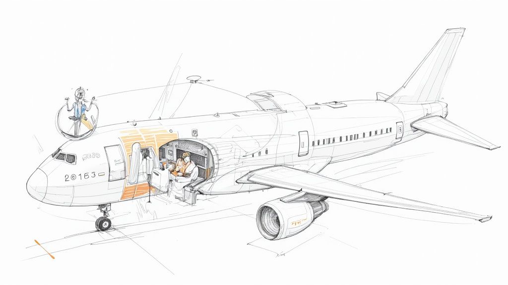A team collaborating on a digital transformation plan on a whiteboard, illustrating the co-pilot concept.