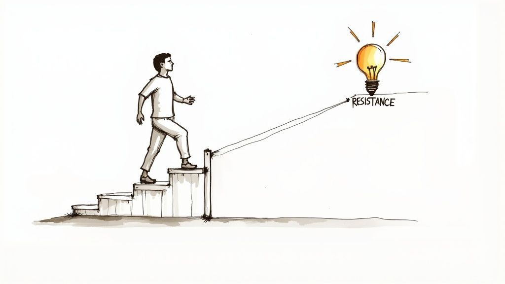 A team of professionals collaborating around a table with laptops and documents, suggesting continuous improvement.