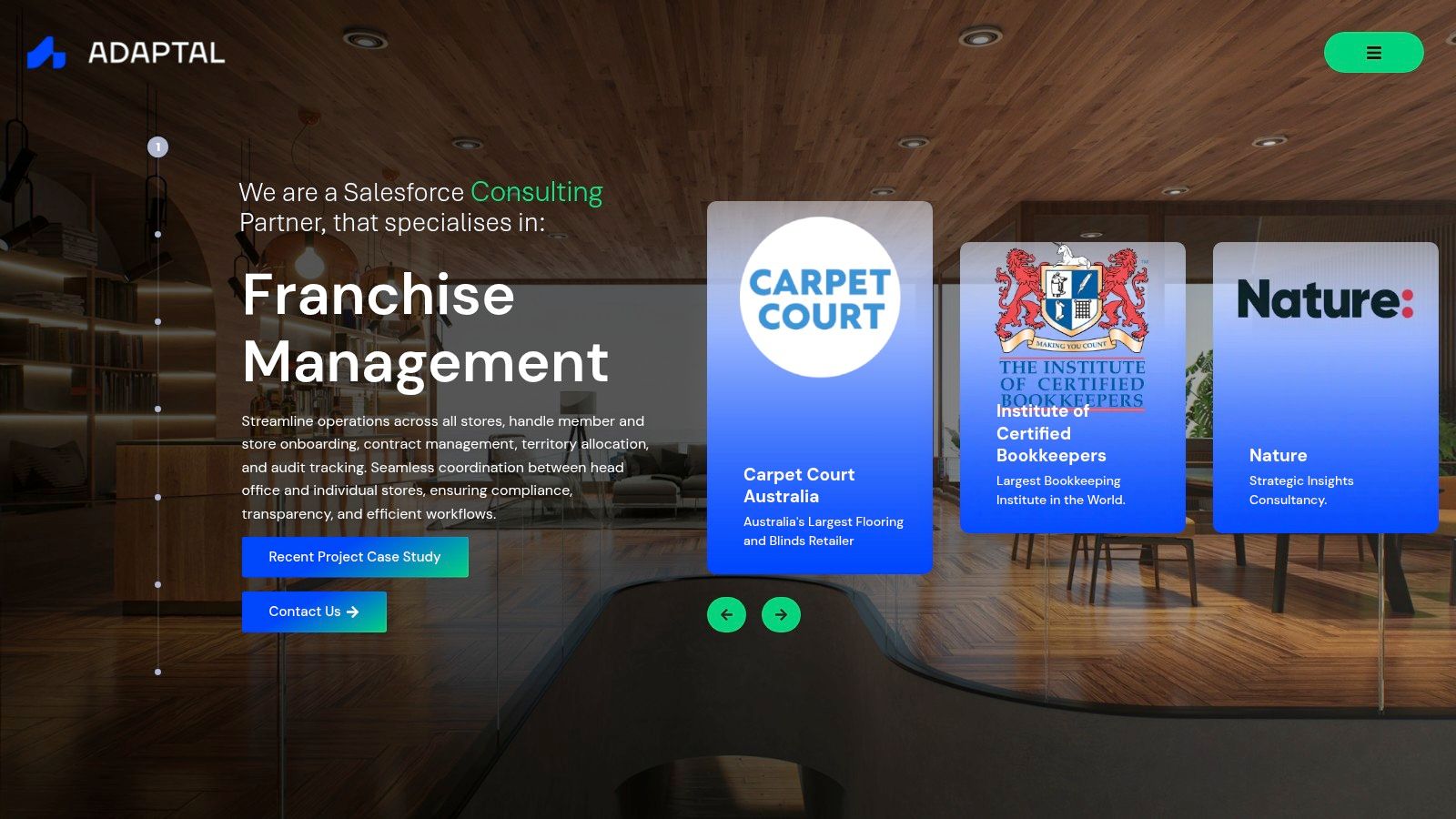 Adaptal's website showcasing their Salesforce expertise and services