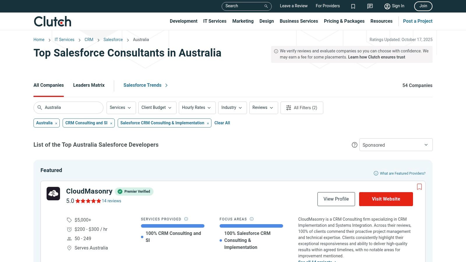 Clutch – Top Salesforce Consulting Companies in Australia