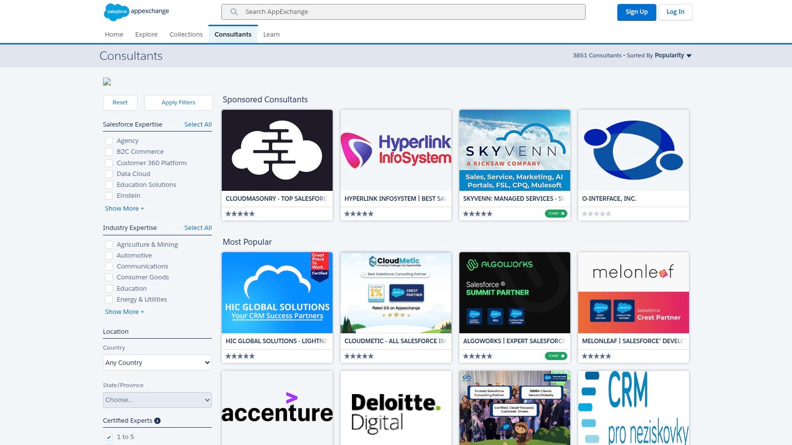 Salesforce AppExchange – Consultants directory