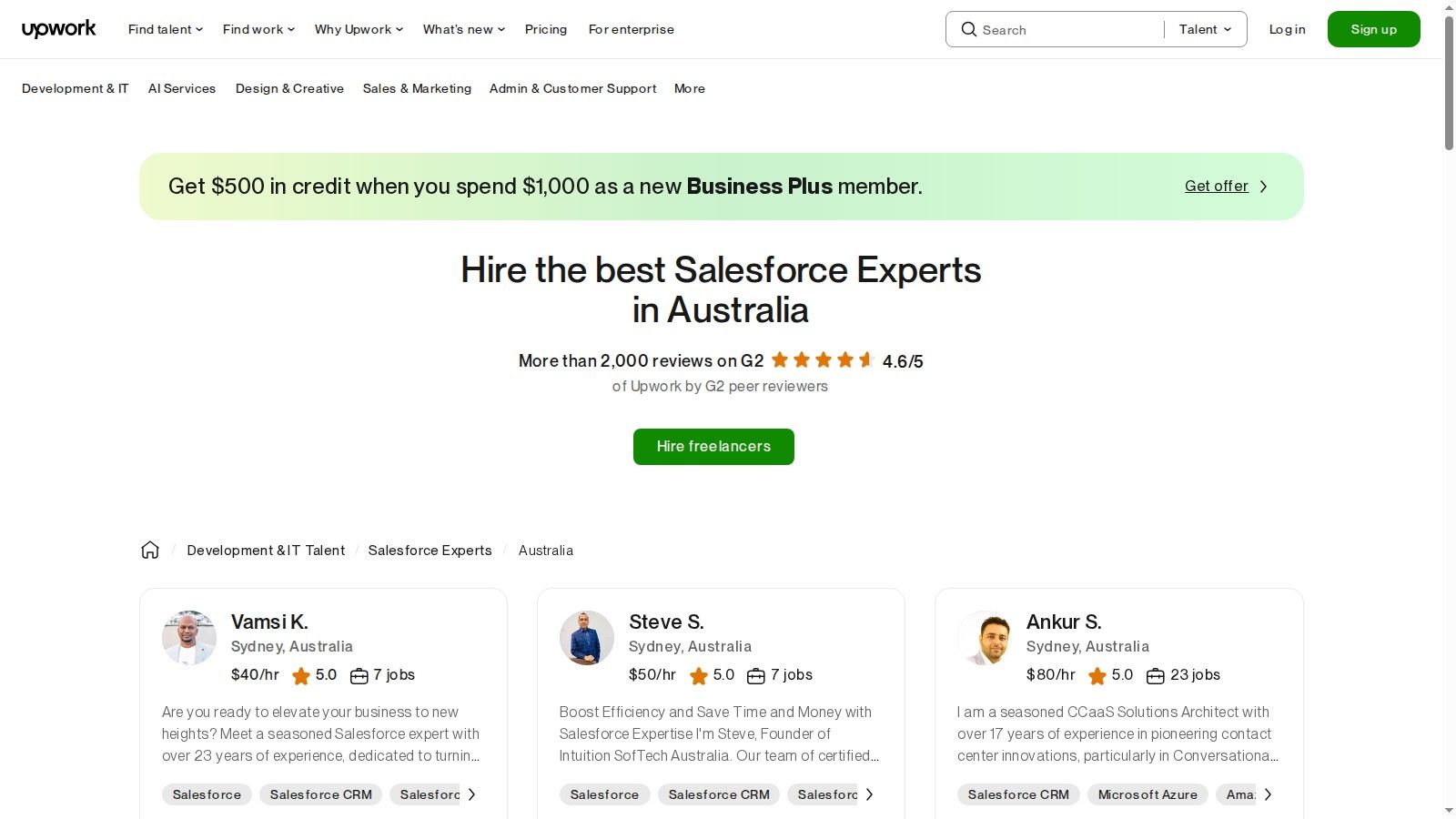 Upwork – Hire Salesforce Experts in Australia