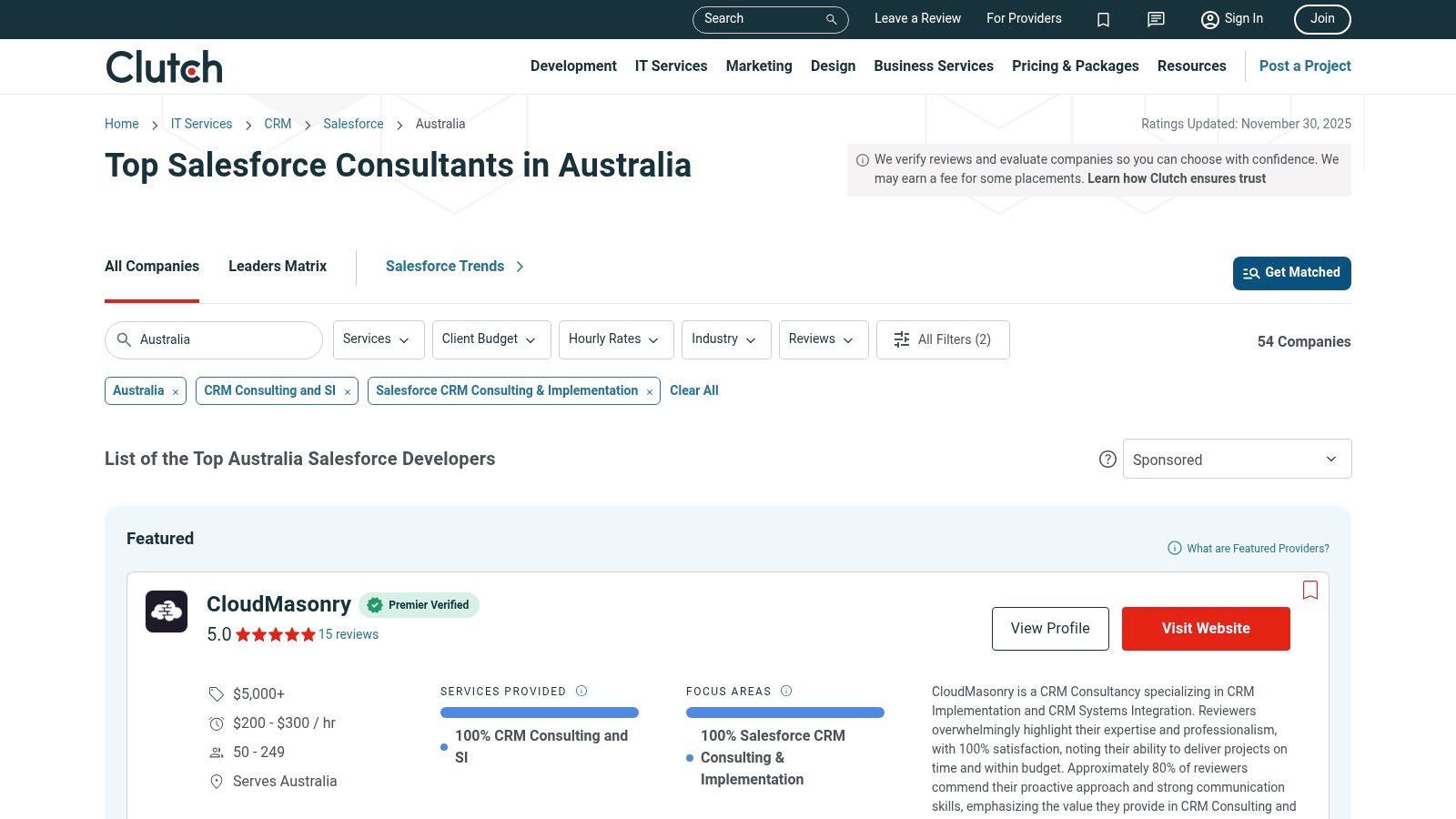 Clutch – Top Salesforce Consultants in Australia