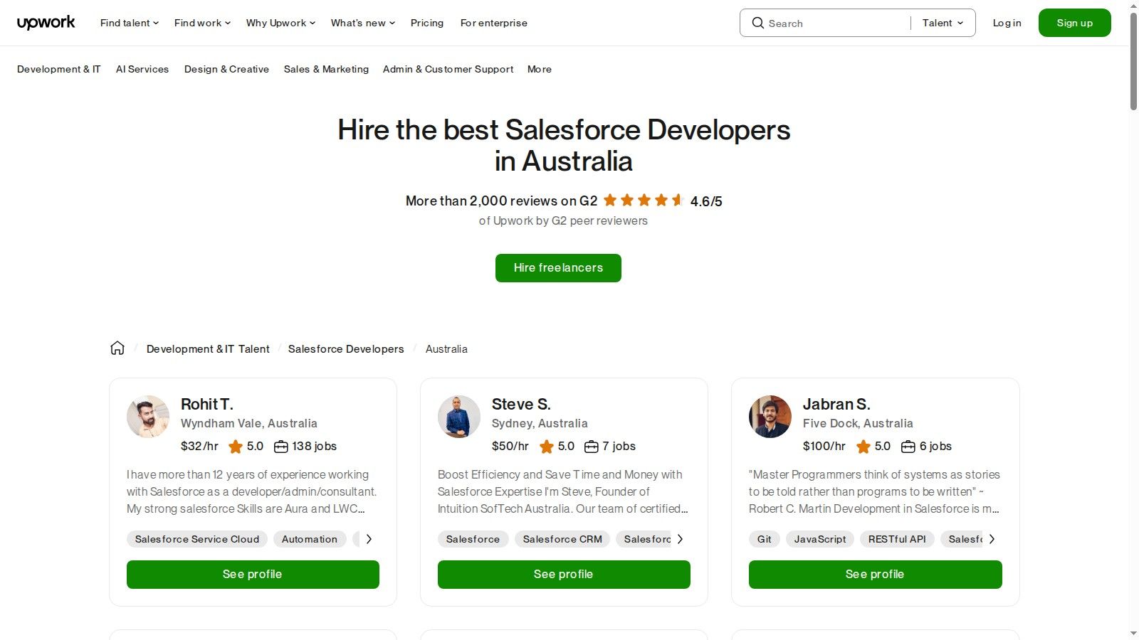 Upwork – Hire Salesforce Consultants/Developers in Australia