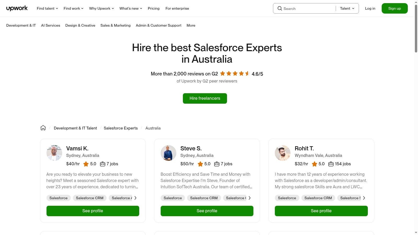 Upwork – Hire Salesforce Consultants (Australia)