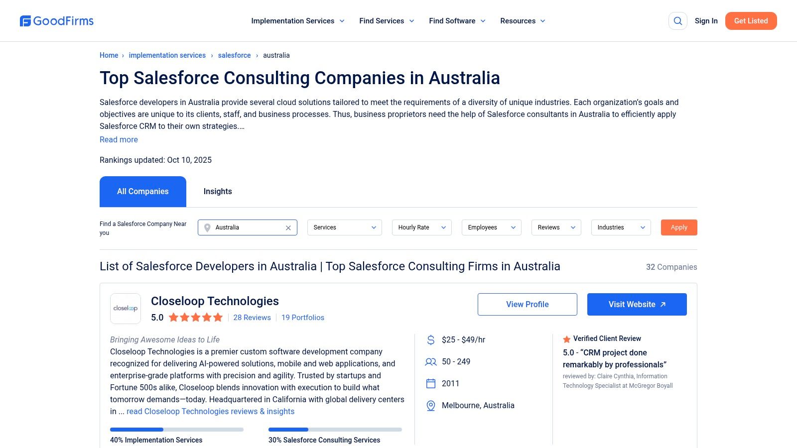 GoodFirms — Salesforce Consulting Companies in Australia