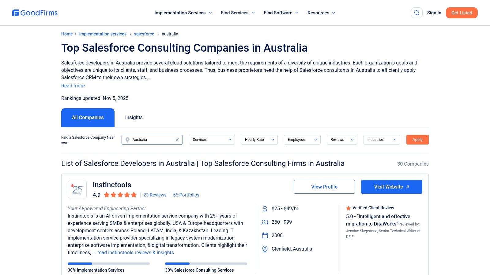 GoodFirms – Top Salesforce Consulting Companies in Australia