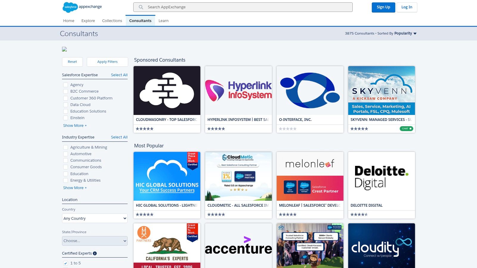 Salesforce AppExchange – Consulting Partners directory