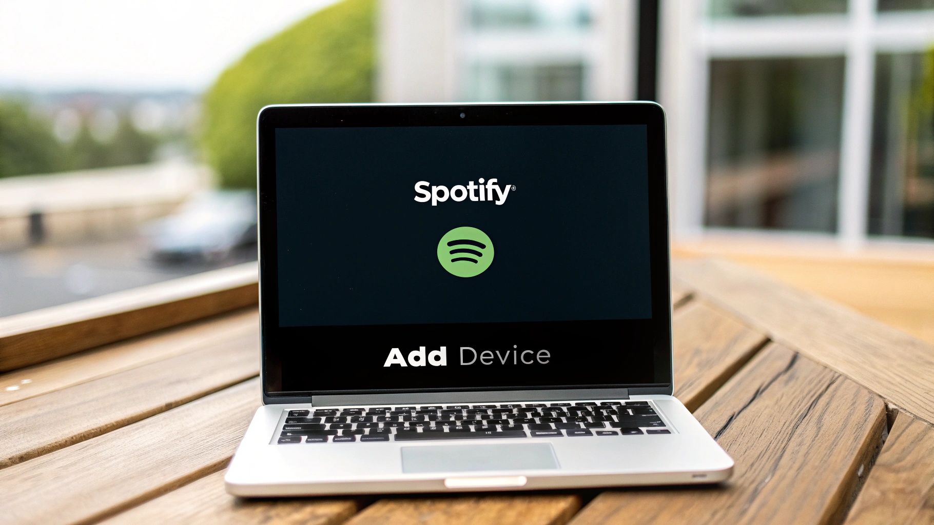 A person managing their Spotify account settings on a laptop.