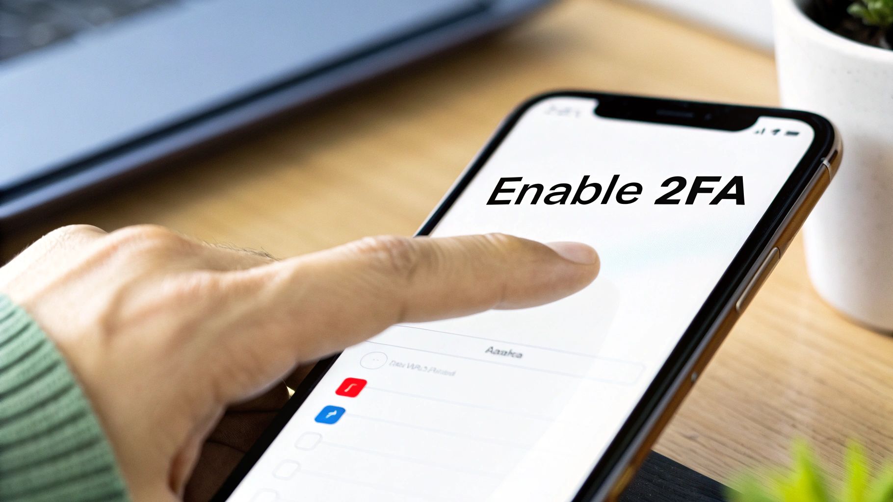 Two-factor authentication settings on an iPhone showing the feature turned on.