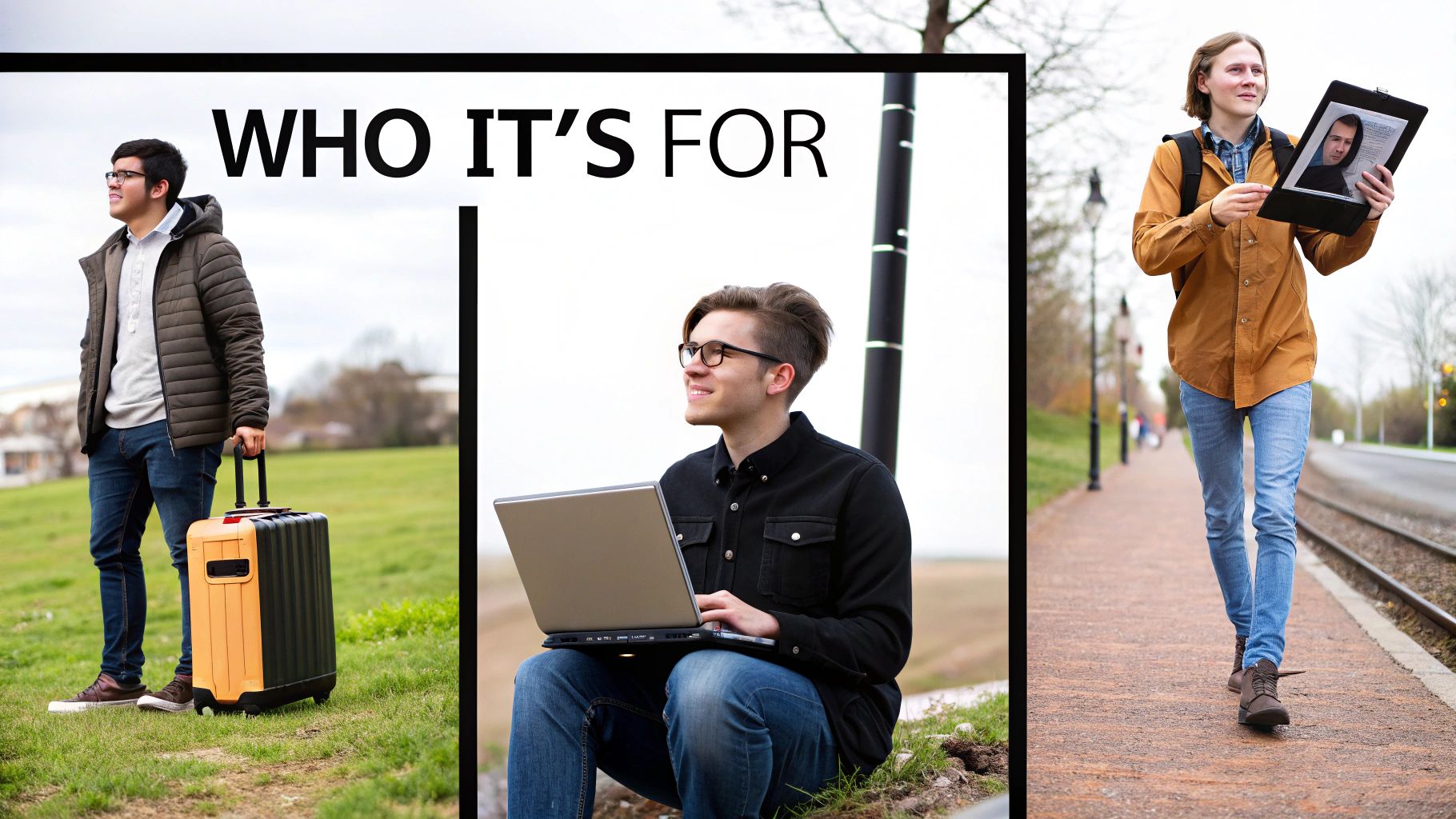A traveler sitting in a cafe, using Babbel on their phone to learn a language