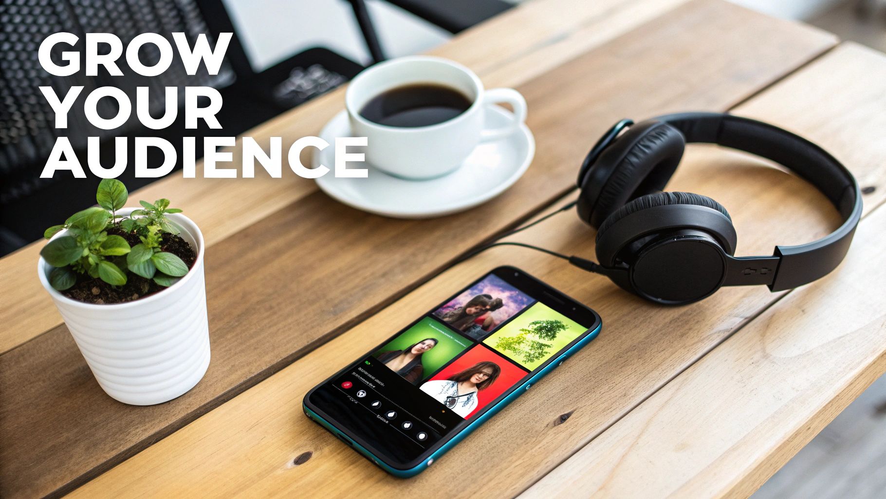 A stylized graphic of a Spotify playlist gaining followers, with musical notes and social media icons floating around it.