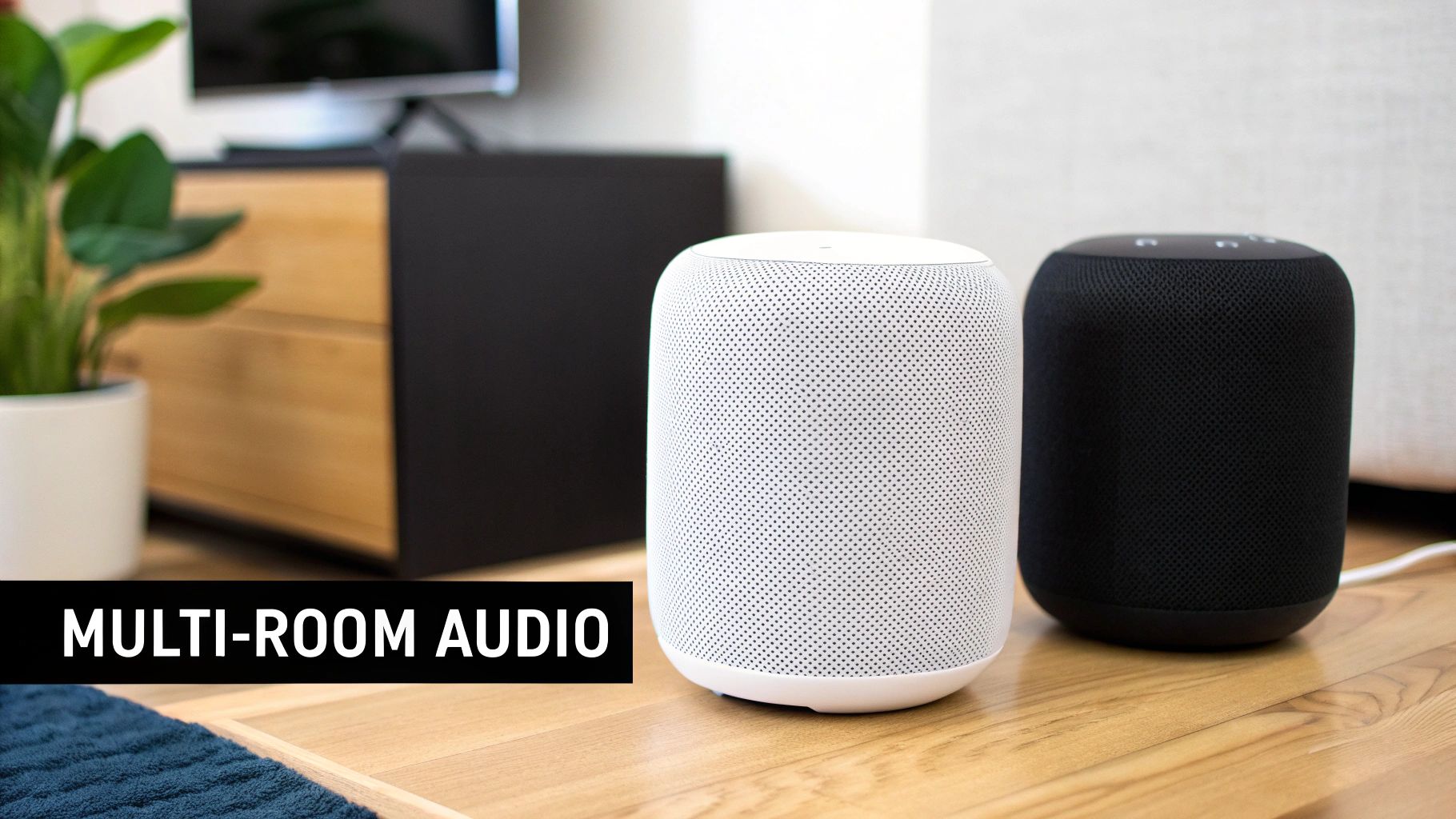 A person creating a smart home routine on their phone to control music.