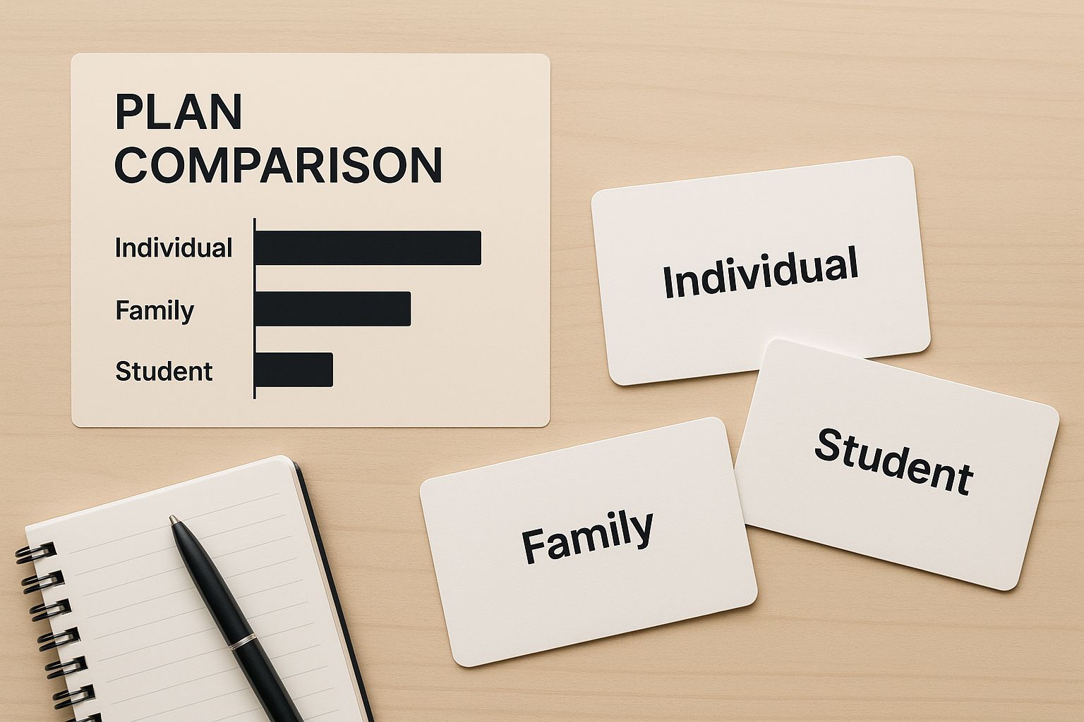 Infographic comparing the Individual, Family, and Student YouTube Premium plans with key features highlighted.