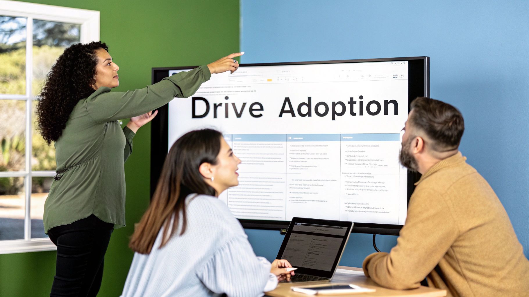 A group of colleagues collaborating and planning on a whiteboard