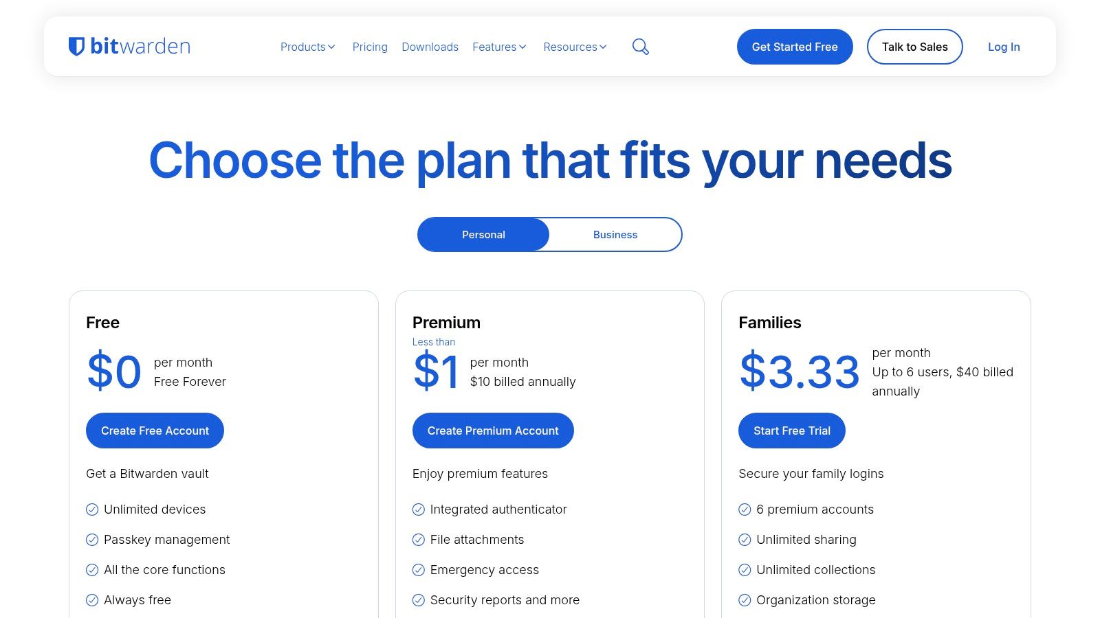 Bitwarden — Families