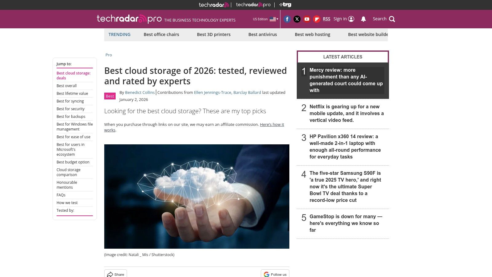 TechRadar – Best cloud storage of 2026 (comparison guide)