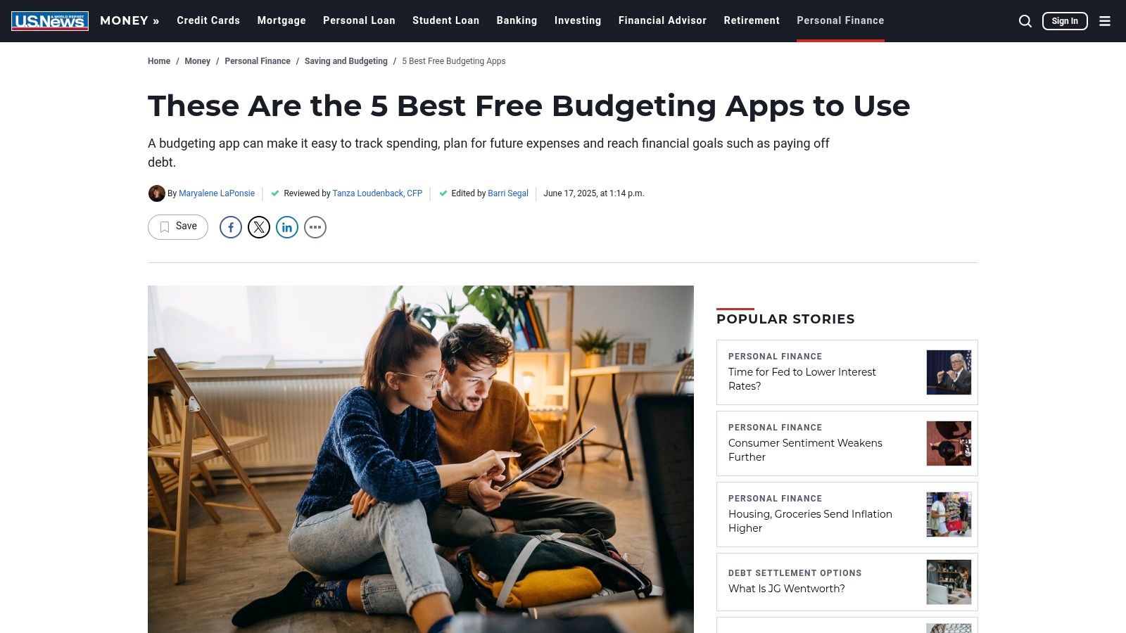 U.S. News — Best Budget Apps (editorial comparison)