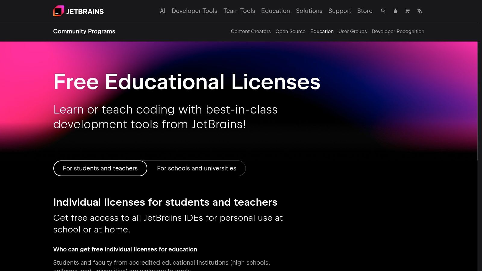 JetBrains Student Pack