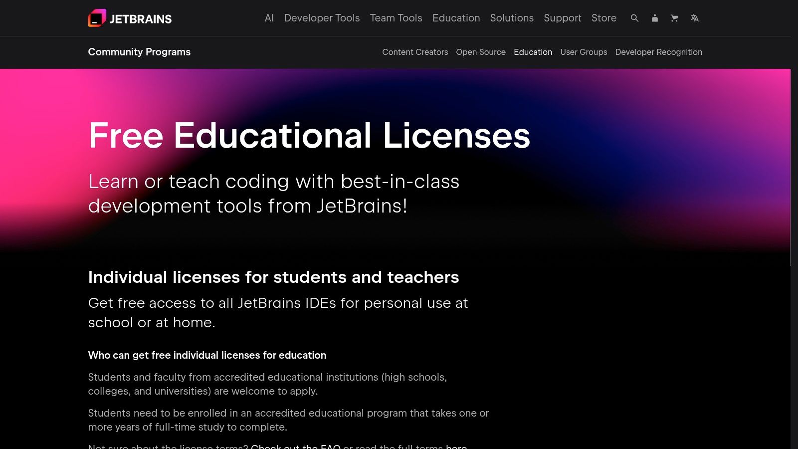 JetBrains Student License