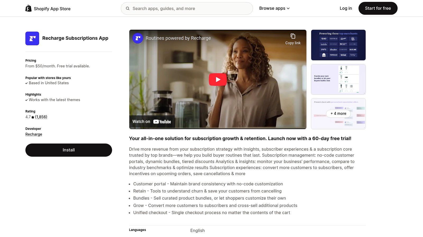 Recharge (Shopify subscription app)