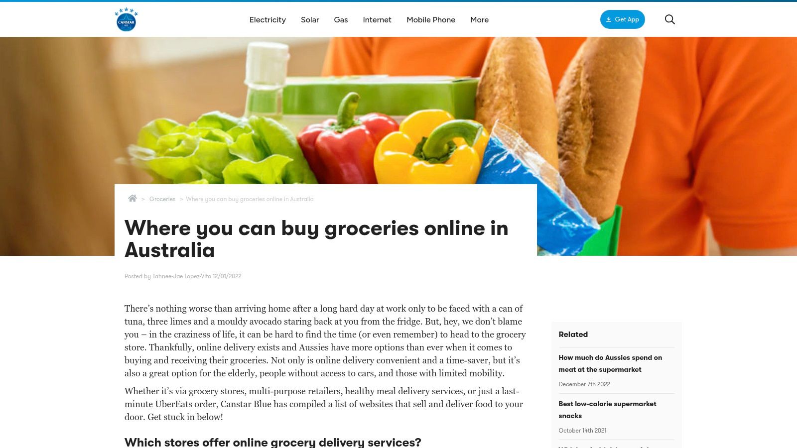 Canstar Blue – Where to Buy Food Online (Australia)