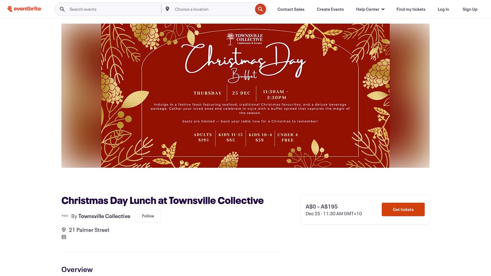 Townsville Collective (Eventbrite listing — Christmas Day Buffet)