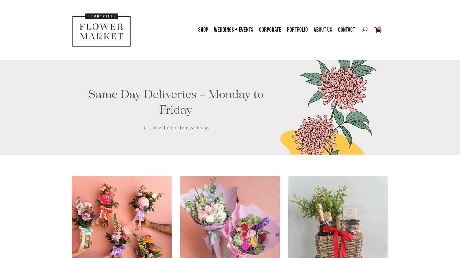 A beautiful, bespoke flower arrangement from Townsville Flower Market, showcasing their seasonal blooms.