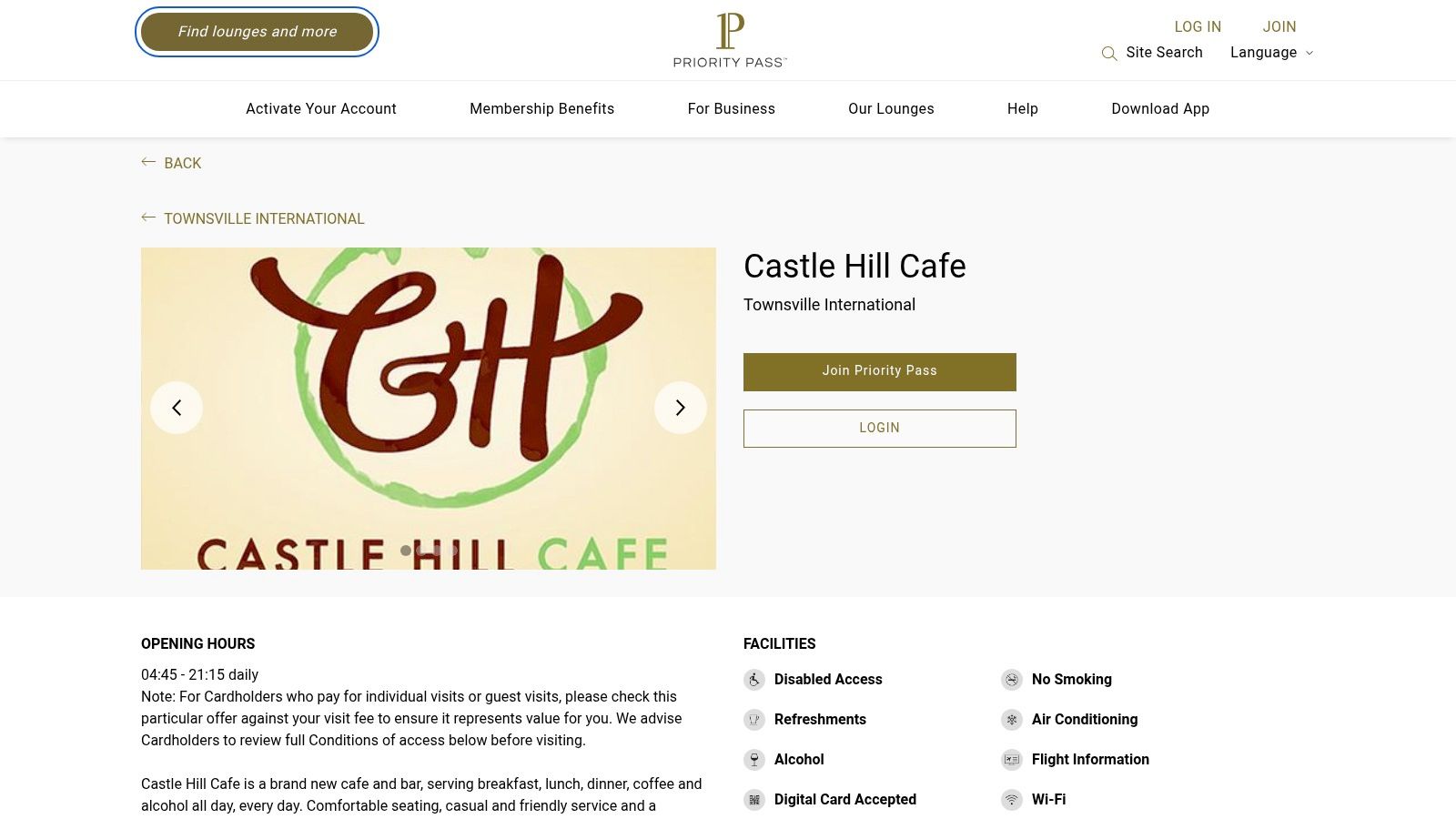 Priority Pass – Castle Hill Cafe at Townsville