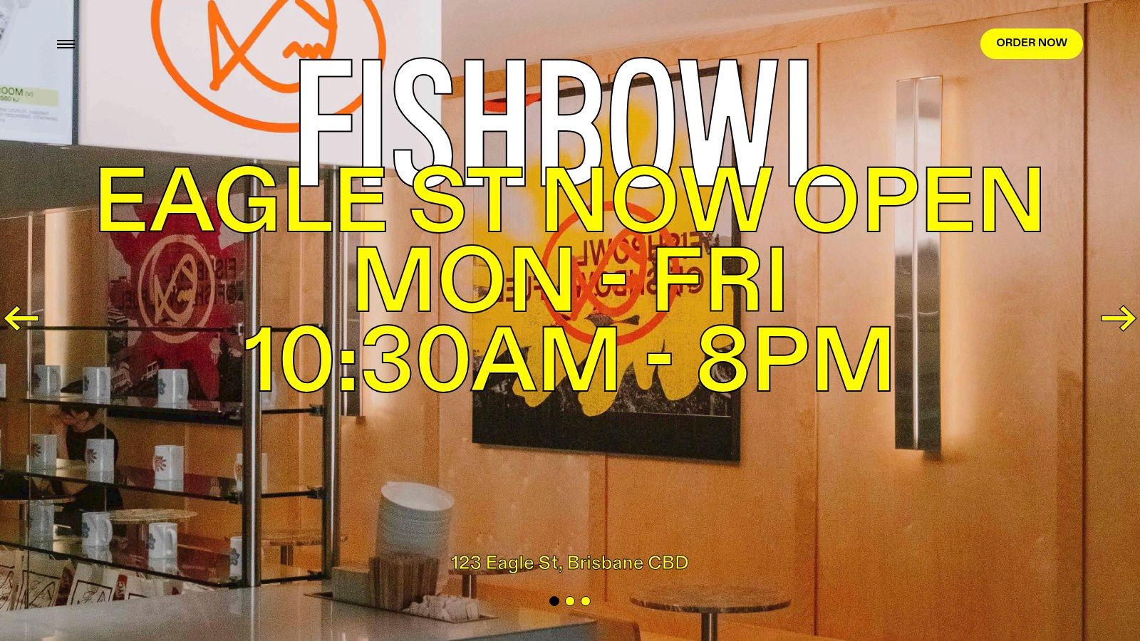 The FISHBOWL website showing a colourful and healthy-looking salad bowl.