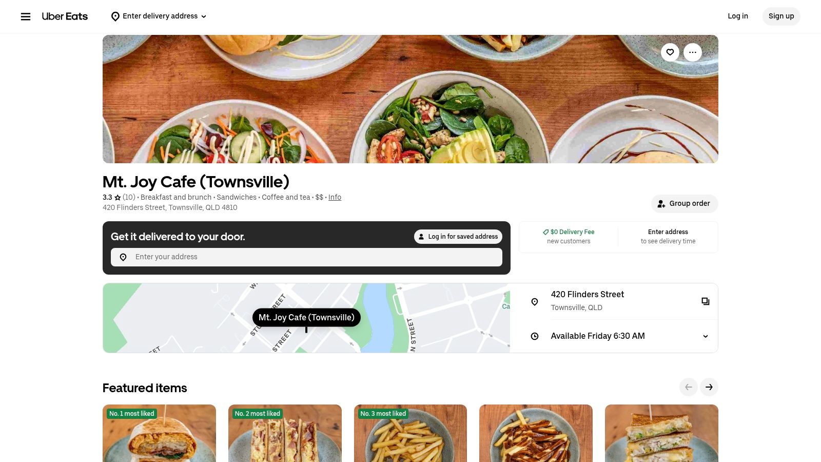 Mt. Joy Cafe (Uber Eats listing)