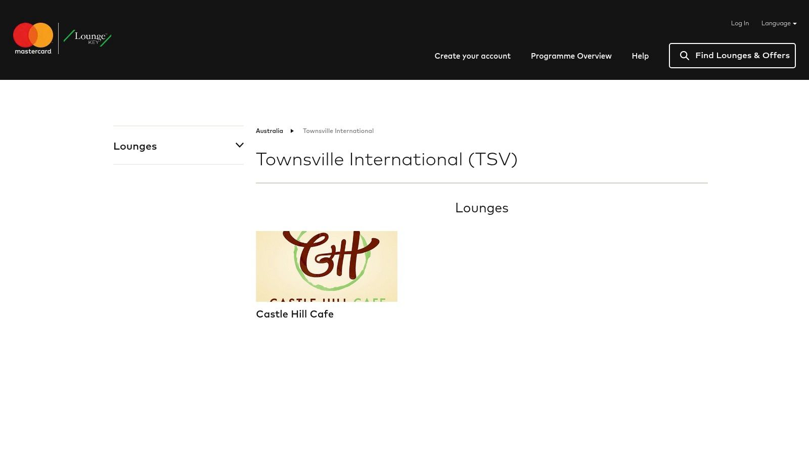 Mastercard Airport Experiences (LoungeKey) – Townsville (Castle Hill Cafe)