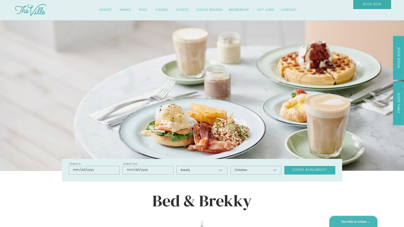 The Ville — "Bed & Brekky" Room + Buffet Package