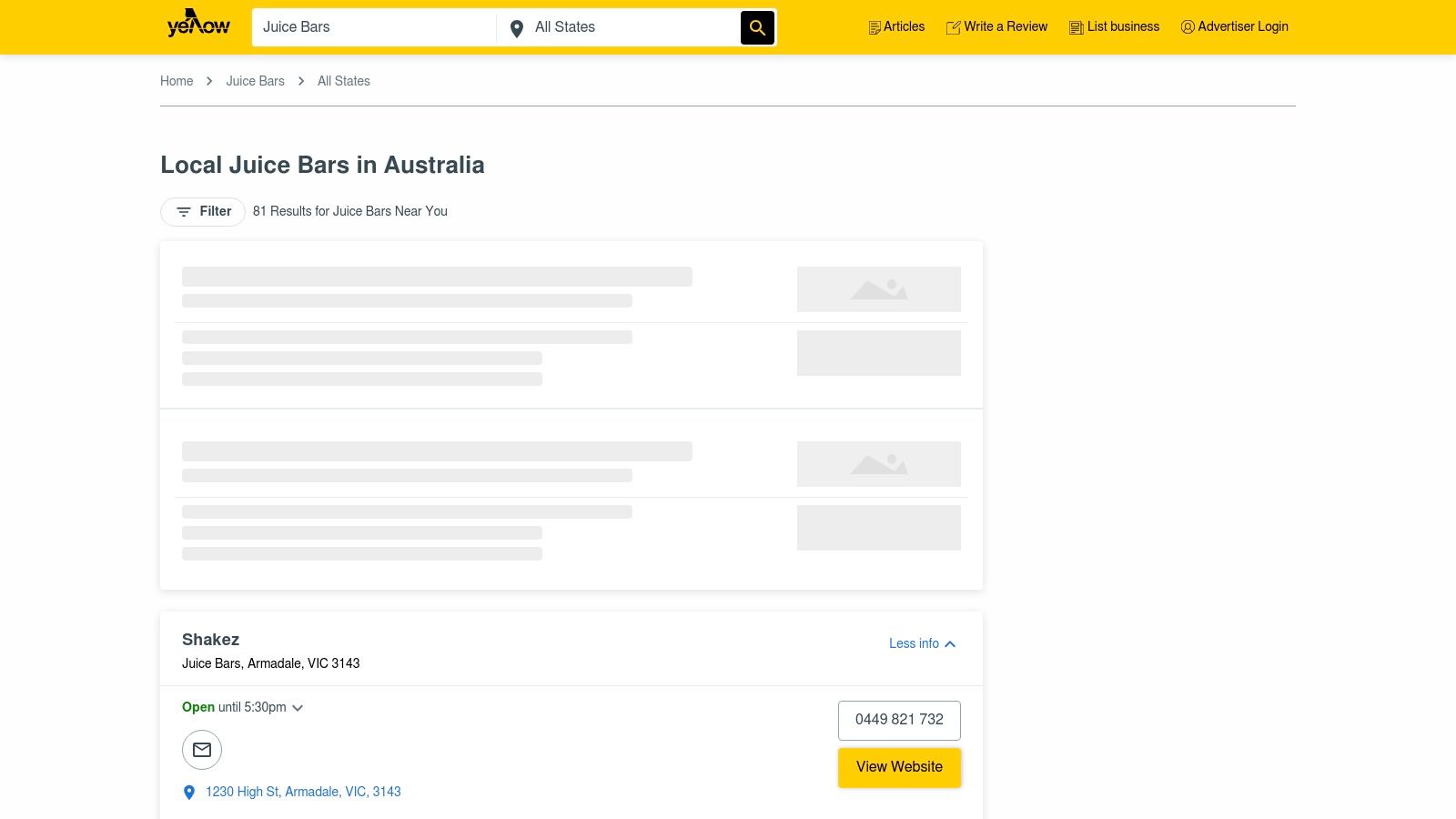 Yellow Pages Australia – Juice Bars directory