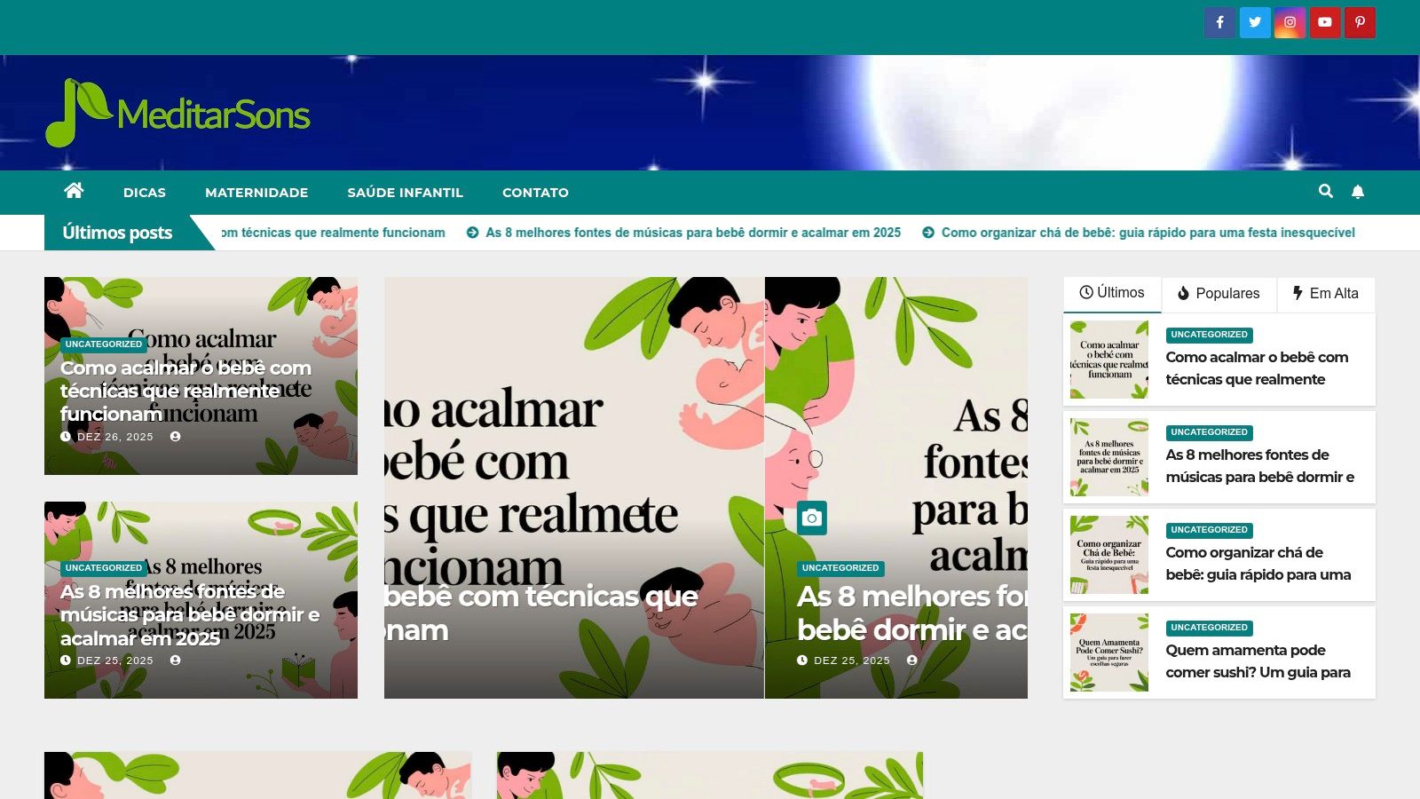 Música para bebê dormir rápido no blog MeditarSons