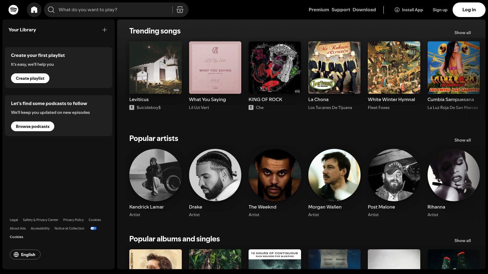 Interface do Spotify com playlists para bebês