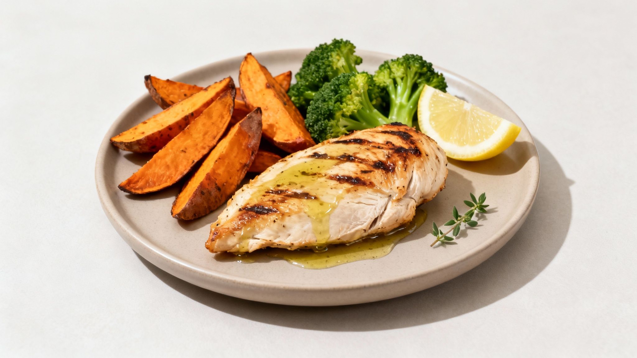 Grilled Chicken Breast with Sweet Potato and Broccoli